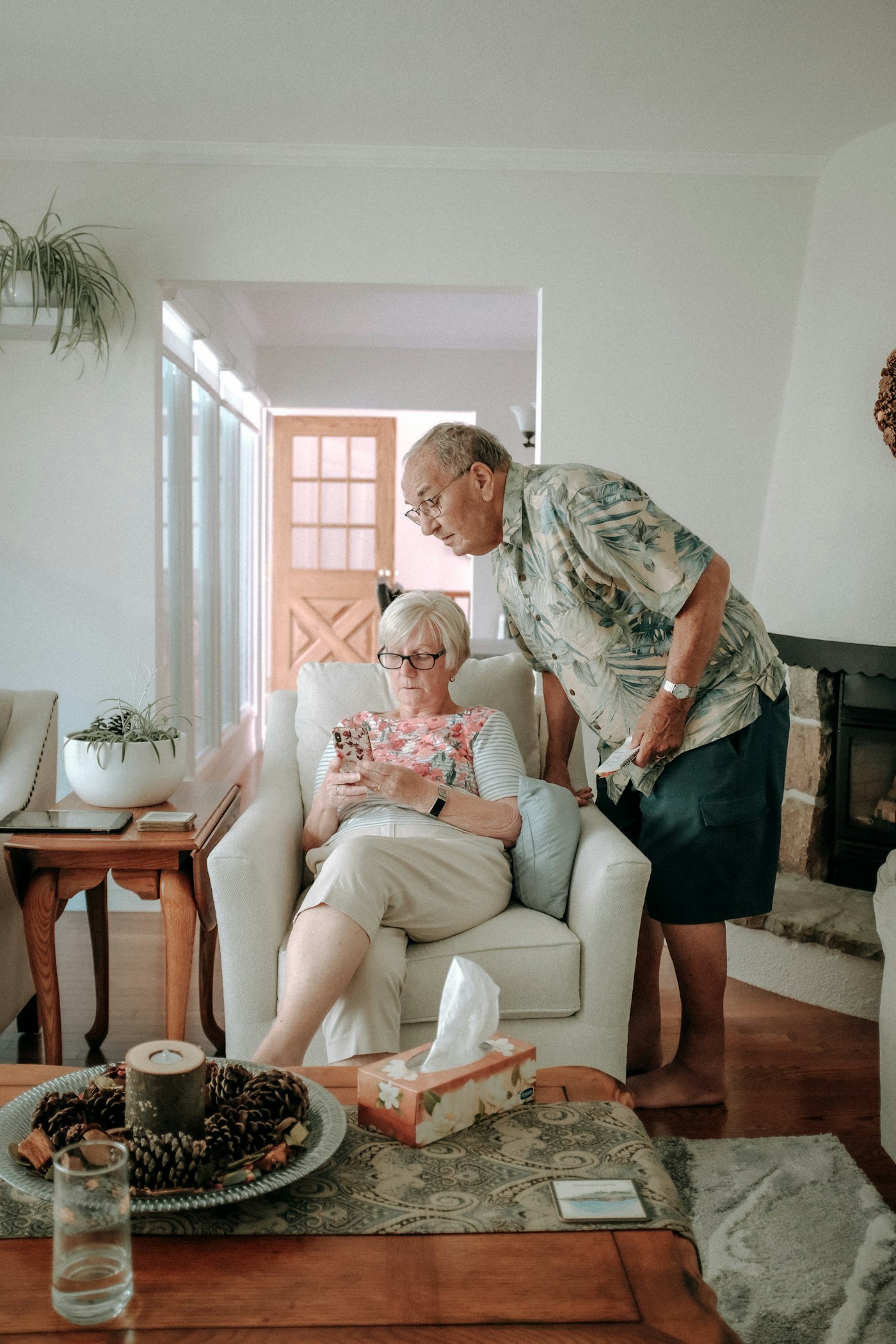 Older adults spending time together at home